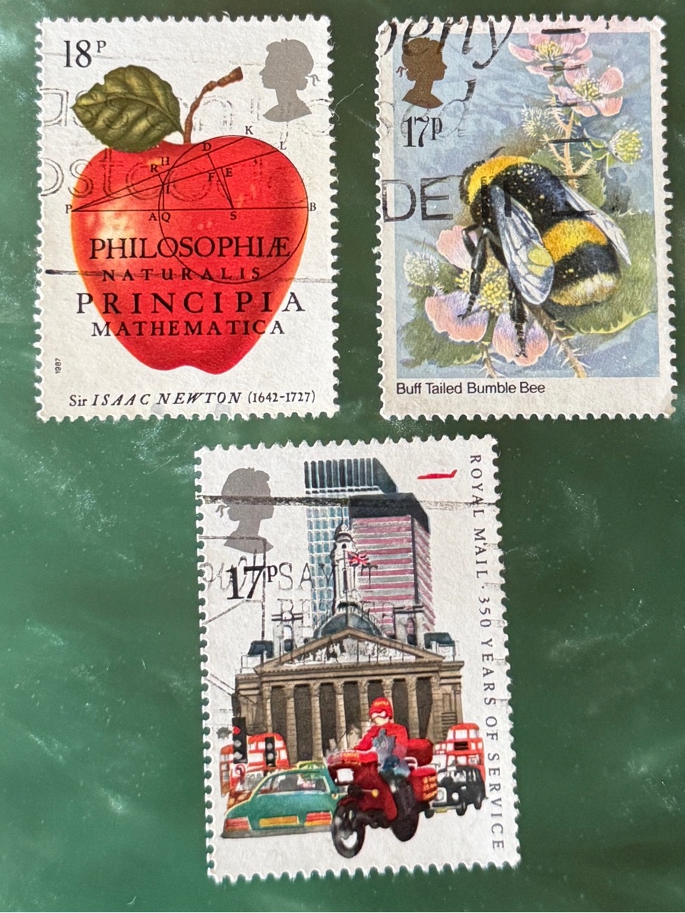 Vintage Great Britain Royal Mail “350 Years”, Sir Isaac Newton, Buff-tailed Bee